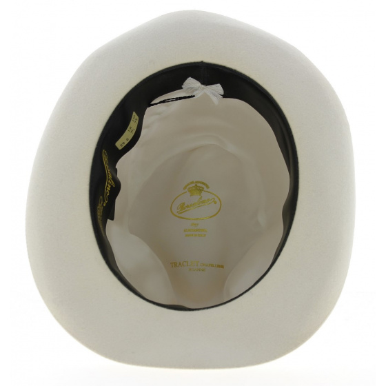 Chapeau Fedora Feutre Poil Blanc & Marron - Borsalino Chapeau Fedora Feutre Poil Blanc & Marron - Borsalino