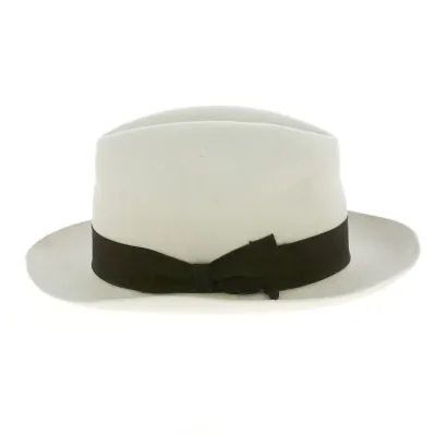 Chapeau Fedora Feutre Poil Blanc & Marron - Borsalino