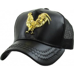 Black Golden Rooster Trucker Cap - Traclet