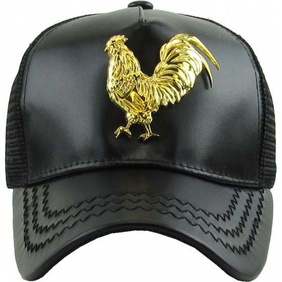 Black Golden Rooster Trucker Cap - Traclet Black Golden Rooster Trucker Cap - Traclet