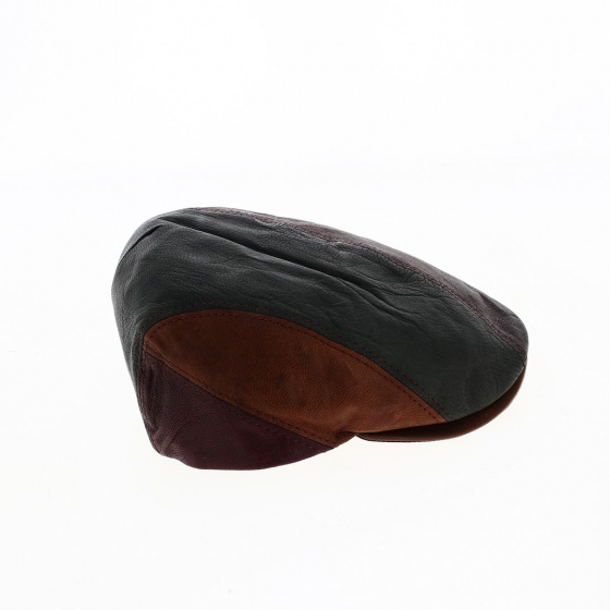 flat leather cap multicolor