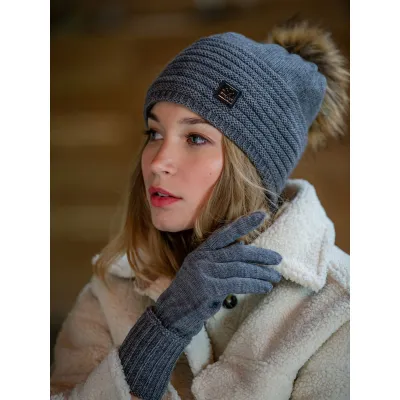 Grey Jade Pompom Beanie - Pipolaki Traclet Hat Shop