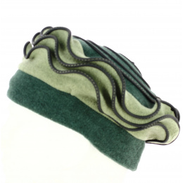 Women's Polar Fleece Beret Lila Green & Olive - Traclet