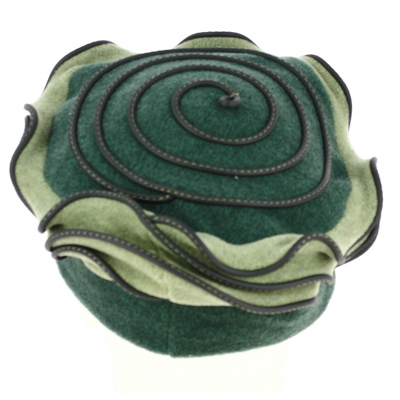 Women's Lila Green & Olive Polar Fleece Beret - Traclet