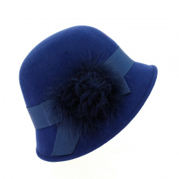 Hat Cloche felt wool Maithe navy blue - Traclet