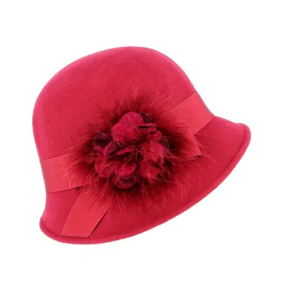 Chapeau Cloche feutre laine Maithe framboise made in france - Traclet