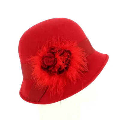 Chapeau Cloche feutre laine Maithe rouge - Traclet