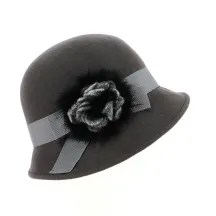 Maithe Gray Wool Felt Cloche Hat - Traclet