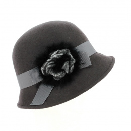 Maithe Gray Wool Felt Cloche Hat - Traclet