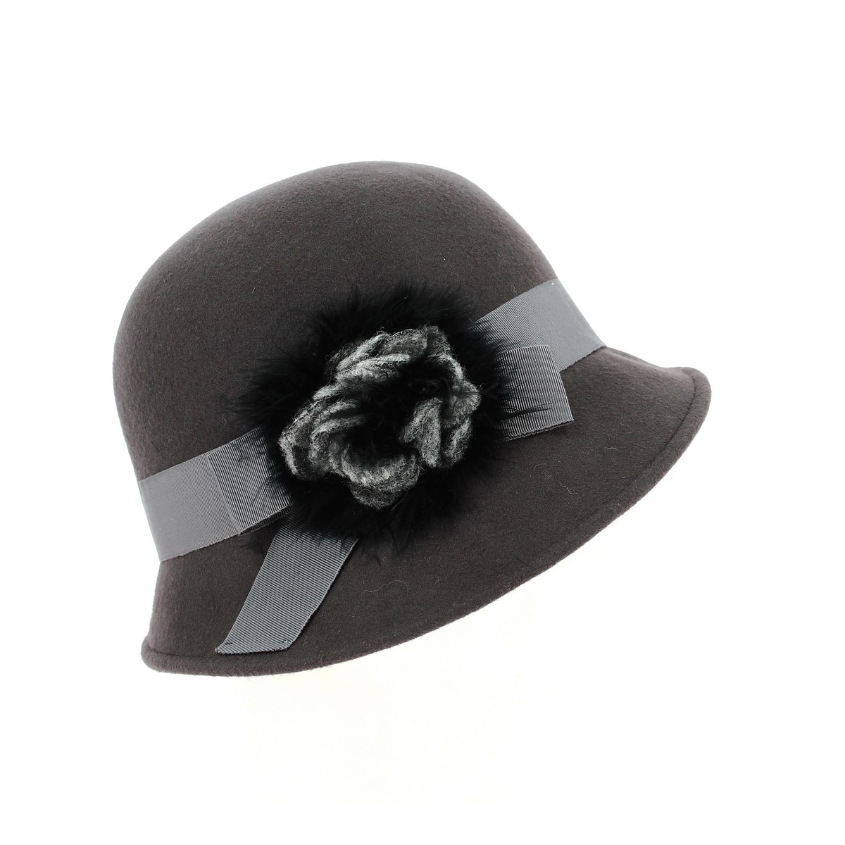 Sombrero Cloche fieltro de lana Maithe gris - Traclet