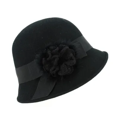 Chapeau Cloche feutre laine Maithe noir - Traclet