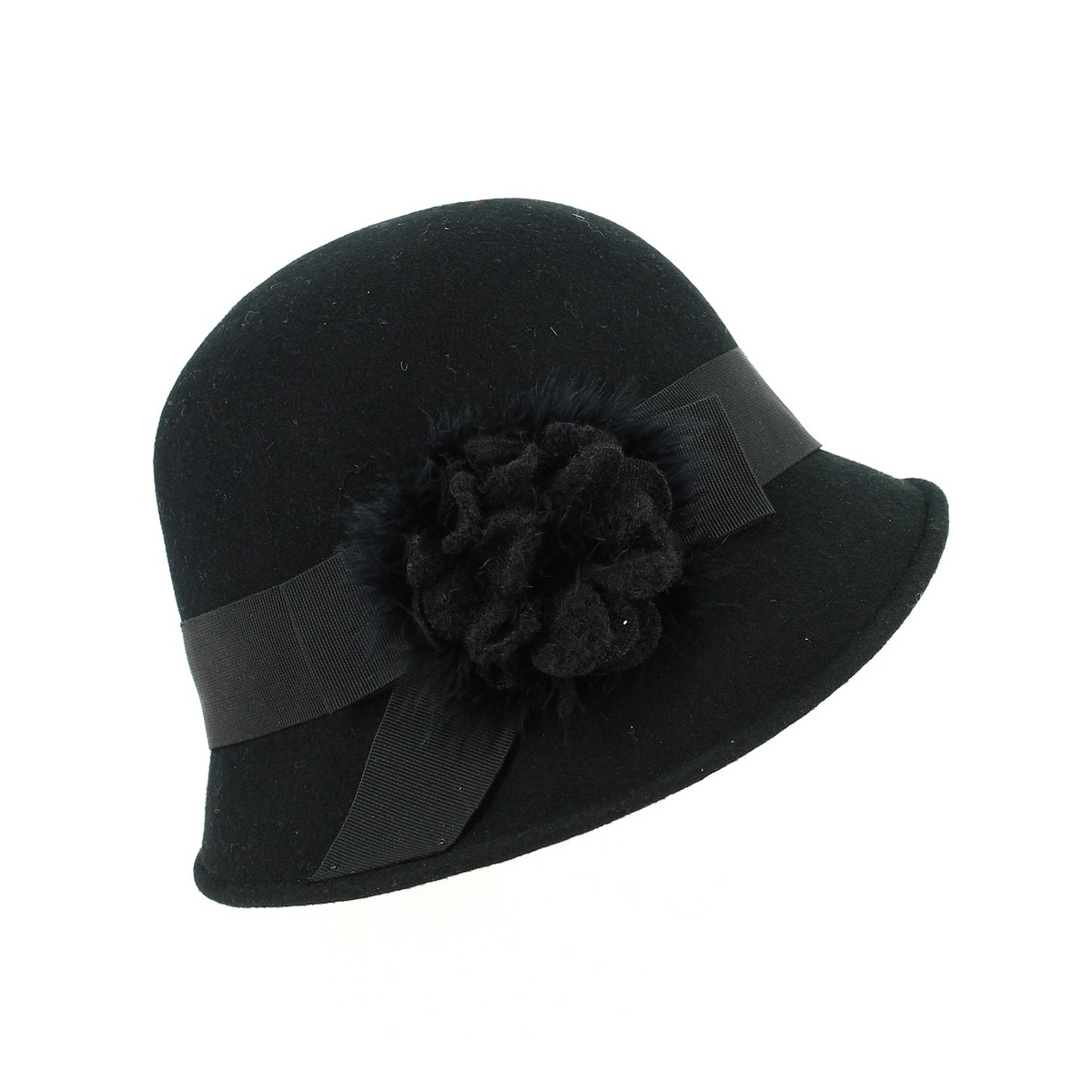 Cloche hat wool felt Maithe black - Traclet