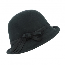 Black wool felt cloche hat - Traclet