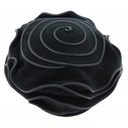Women's Black Jaipur Polar Fleece Beret made in France - Traclet