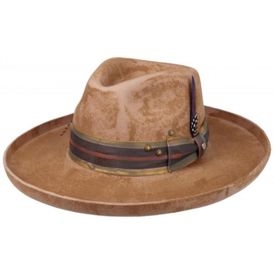 Amish Homburg Hat Wool Felt Beige - Stetson