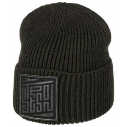 Bonnet Revers Beanie Embossed Badge Noir - Stetson