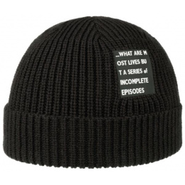 Black Reversible Beanie with Text Badge - Stetson