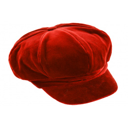 Winter Newsboy Cap Anna Red Velvet - Traclet