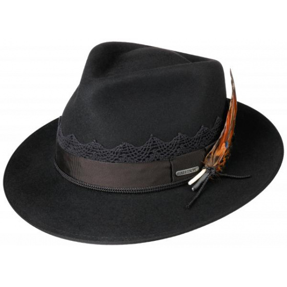Ego Black Fur Felt Fedora Hat - Stetson