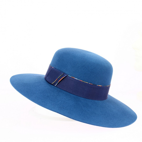 Eugenie petrol blue felt cap - Traclet