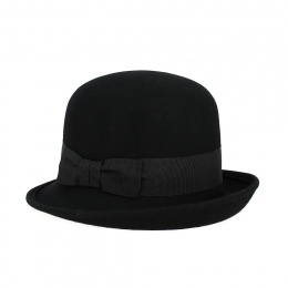 Silvia cloche hat black wool felt - Traclet