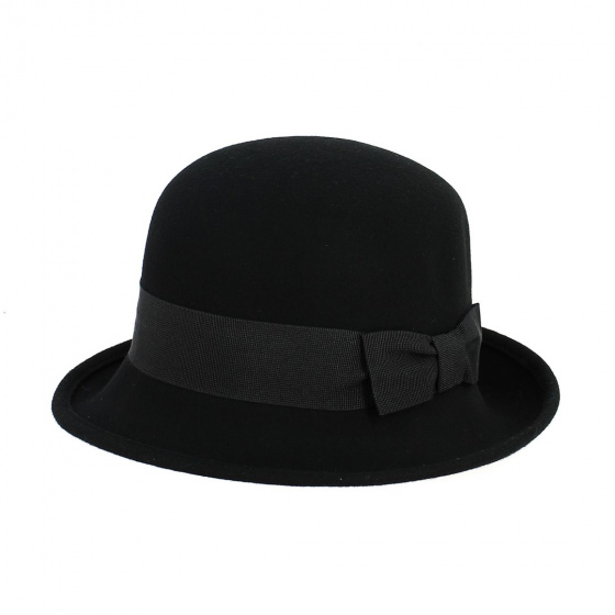Silvia cloche hat black wool felt - Traclet