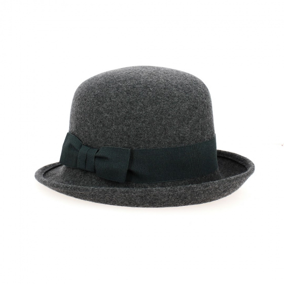 Silvia cloche hat grey wool felt - Traclet