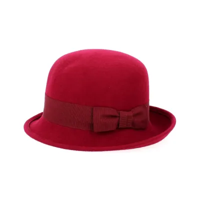 Chapeau cloche Silvia feutre laine bordeaux - Traclet