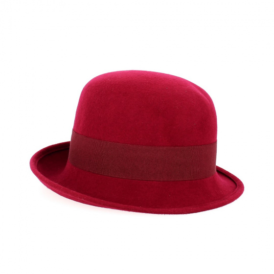 Cloche hat Silvia wool felt burgundy - Traclet