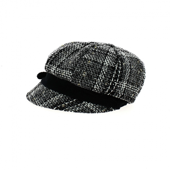 Black & White Wool Newsboy Cap - Traclet