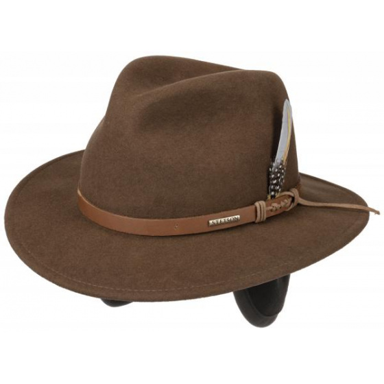 Hershey Traveler Hat Vitafelt with Ear Flaps Brown Felt - Stetson
