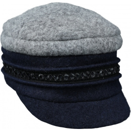 Angèle Wool Newsboy Cap Blue & Gray - Traclet