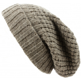 Bellevarde Long Wool & Mohair Beanie Taupe - Traclet
