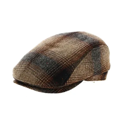 Casquette Bombée Belvedere Laine Marron à carreaux - Göttmann
