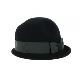 Lucia black wool felt cloche hat - Traclet
