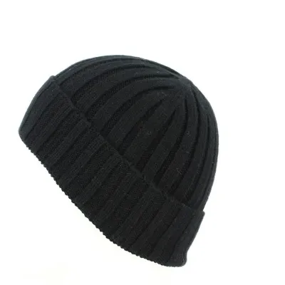 Black Cashmere Cuffia Beanie - Traclet