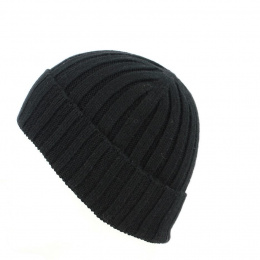 Black Cashmere Cuffia Beanie - Traclet