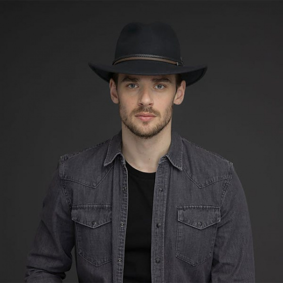 Chapeau forme Fedora Nelles Feutre Laine noir - Bailey Chapeau forme Fedora Nelles Feutre Laine noir - Bailey