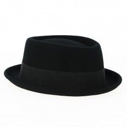 Porkpie Wool Felt Hat Black- Traclet