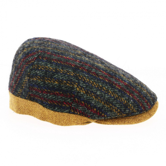 Capri Flat Cap in mustard wool & multicolor