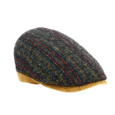 Casquette Plate Le Merlo laine moutarde & multicolor