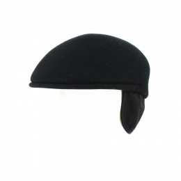 Black woolen cap with earflaps - Traclet