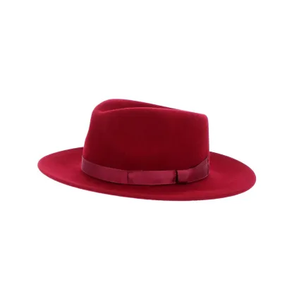 Chapeau Fedora Pauly feutre laine rouge - Traclet