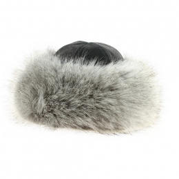 Toque Nastasia Leather & Faux Fur Silver Fox- Traclet