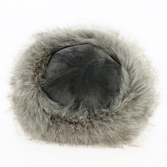 Nastasia Toque Leather & Silver Fox Faux Fur - Traclet