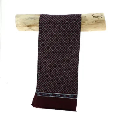 Foulard en soie Leo bordeaux et bleu clair - Traclet