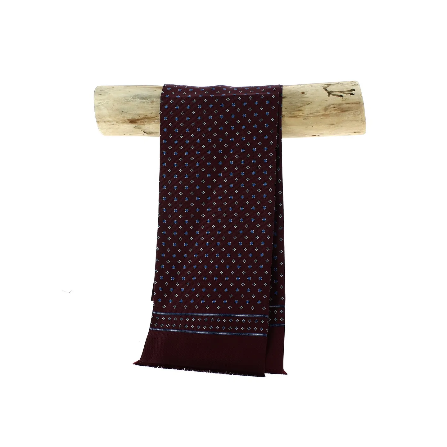Foulard en soie Pedro bordeaux et bleu - Traclet