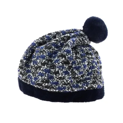 Bonnet à pompon Nayima bleu marine - Traclet