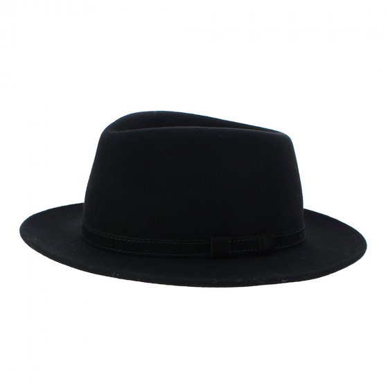 Black Wool Felt Fedora Hat - Panizza