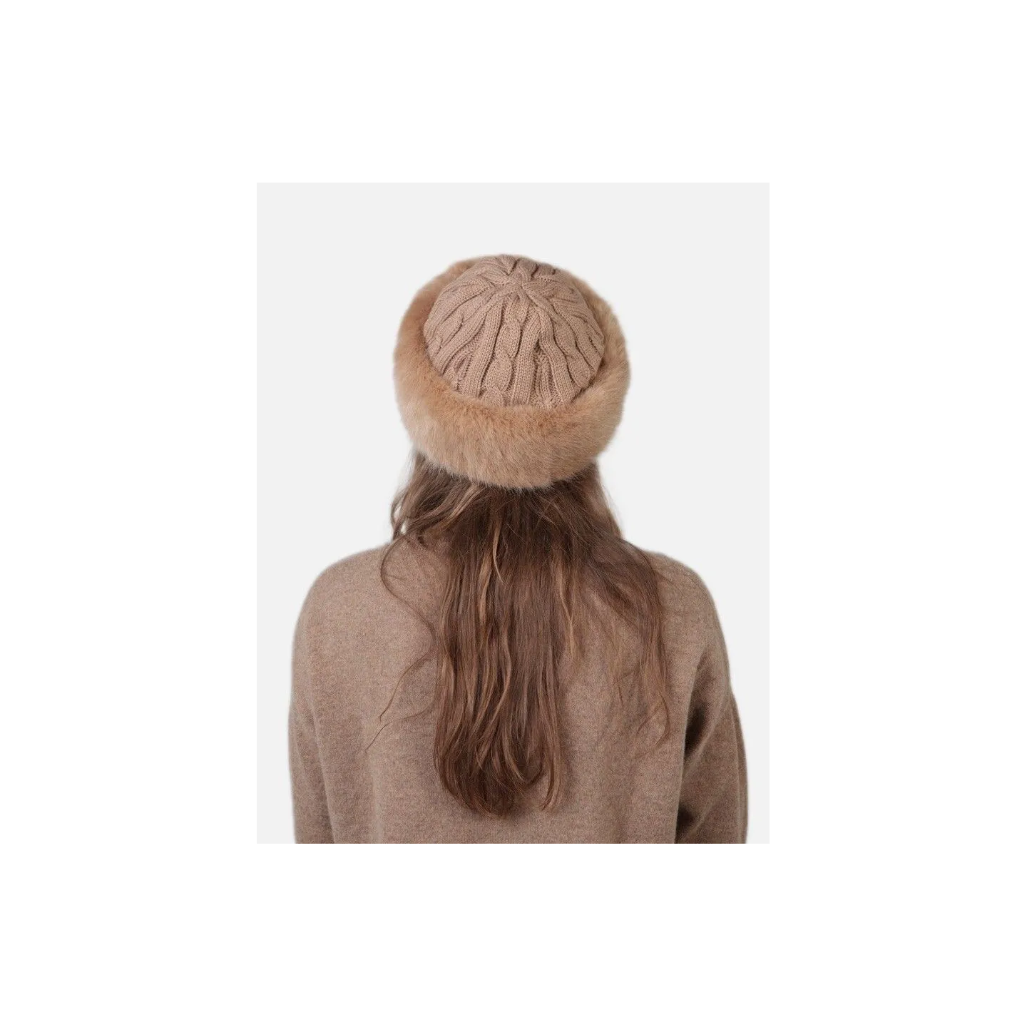 Brown Faux Fur Cable Beanie-Hat - Barts Reference: 7136 | Traclet Hat Shop
